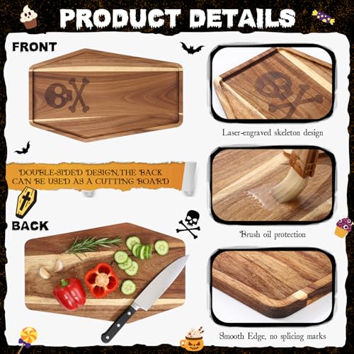 Potchen Halloween Coffin Wooden Charcuterie Board & Serving Tray - Spooky Kitchen Decor