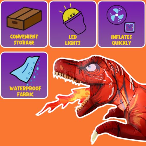 T-Rex Halloween Trunk or Treat Car Decorations Kit - Inflatable, LED Lights, Universal Fit