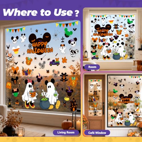 Halloween Window Clings - 8 Sheets Cute Pumpkin Spider Spooky Design - Halloween Party Decorations - Variation: Spooky