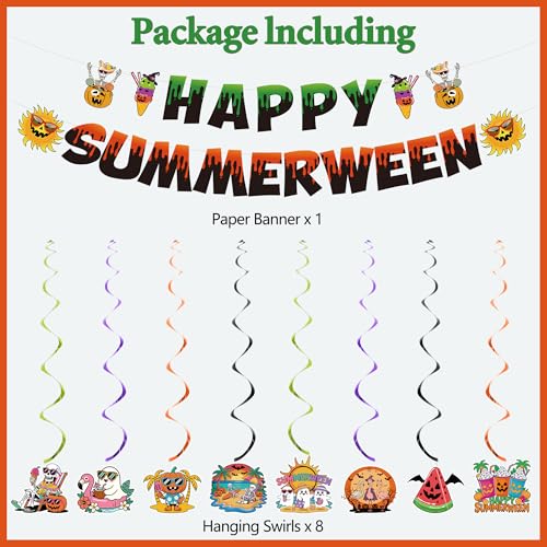 Summerween Party Decorations Bundle with Banner, Foil Curtains & Balloons