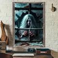 Halloween Neon Witch Window Cover 31x47 Inch Polyester Decor