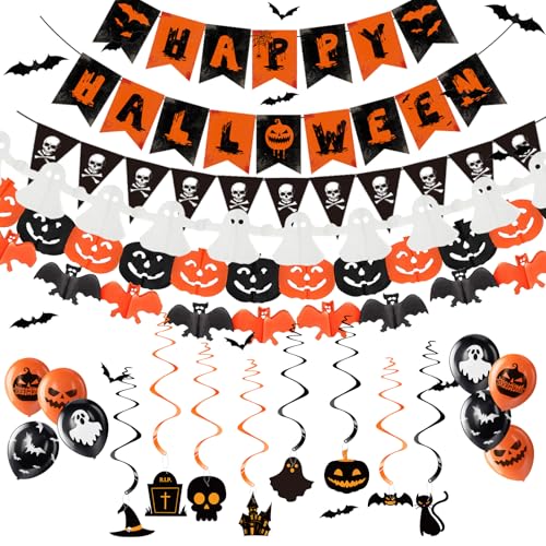 Halloween Party Decoration Set with Banners, Garlands & Balloons