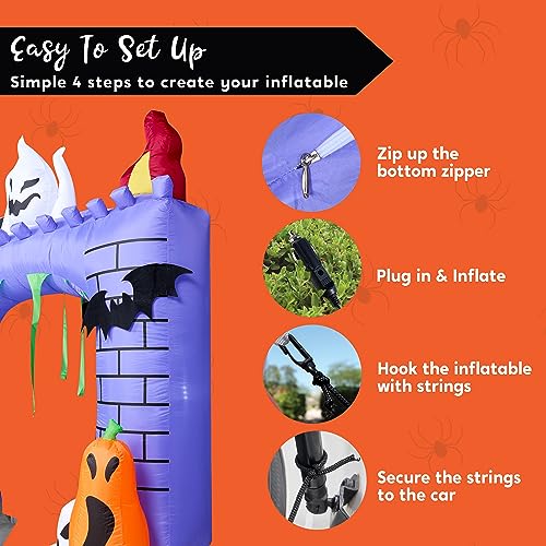6 ft Halloween Inflatable Haunted Castle with LEDs for Car Trunk & Outdoor Decor