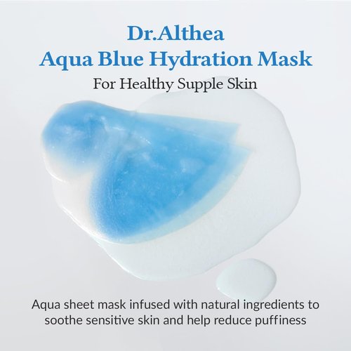 Dr. Althea Aqua Blue Hydration Mask - Reduce Puffiness & Boost Hydration | Vegan Korean Skincare (Pack of 4)