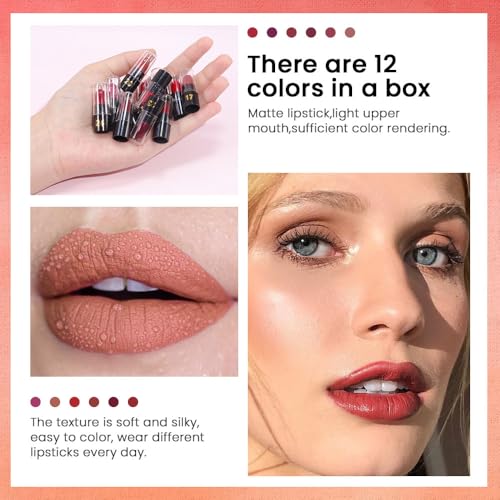 Mini Matte Lipstick Set - 12 Colors Waterproof Long Lasting Lip Balm for Women - Variation Set02