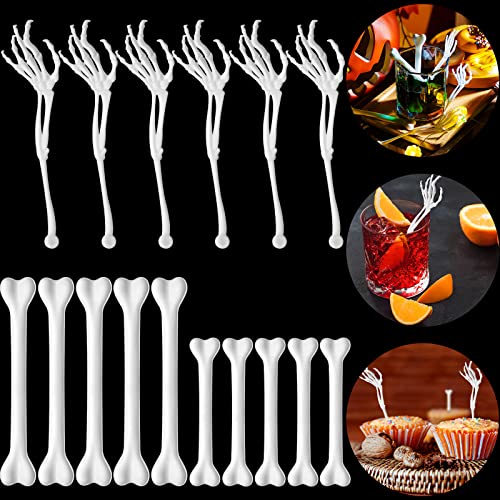 Halloween Skeleton Drink Stirrers 48 Pcs Party Table Decor Swizzle Sticks