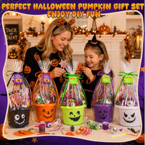 Halloween Plastic Pumpkin Candy Buckets Gift Set - 24 Pcs, 6 Colors (Variation of THIS listing)