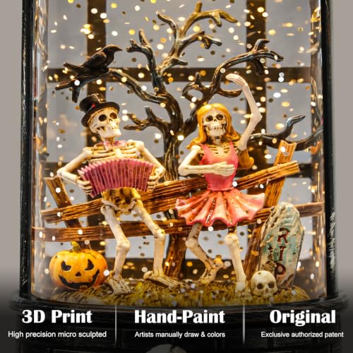 Haunted House Halloween Snow Globe Skeleton Decorations Indoor for Home - Variation of Haunted House