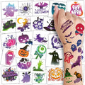 Kids Halloween Glitter Temporary Tattoos Set - 74 Spooky Designs, Waterproof & Glittery
