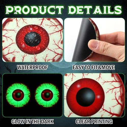 48 Pcs Halloween Glowing Eyes Outdoor Decorations Set - Creepy Lighting