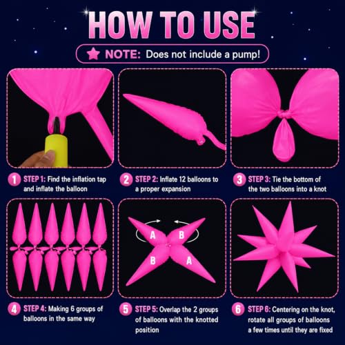 Glow in The Dark Neon Party Decorations Set – Star Balloons & Streamers for Birthday & Event Backdrops