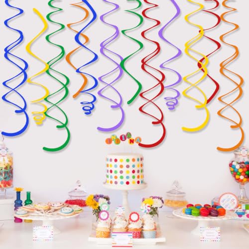 Colorful Hanging Swirl Decorations - 24 Pack Party Ceiling Streamers with Double & Single Swirls