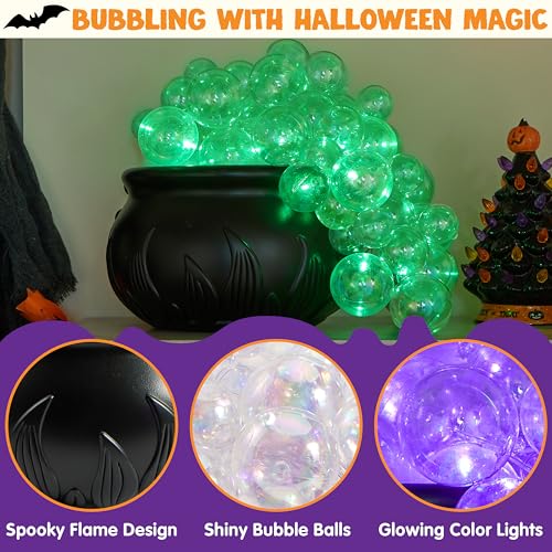 DIY Halloween Cauldron Decoration Kit with LED Lights and Bubbling Effect