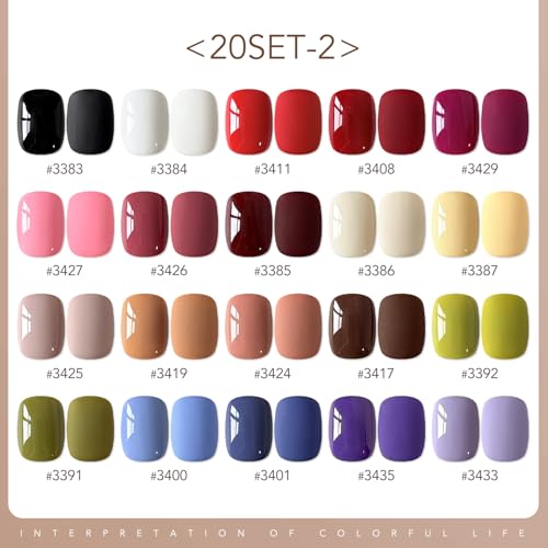 Gel Nail Polish Set 23 Colors with Essential Top & Base Coats - Variation 20SET-2