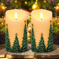 Christmas Tree Flameless Candles with Timer - Ivory, 3D Flickering Wicks