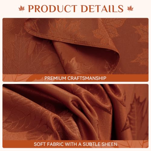 Fall Jacquard Rectangle Tablecloth 60x102 Inch Maple Rust - Autumn Decor