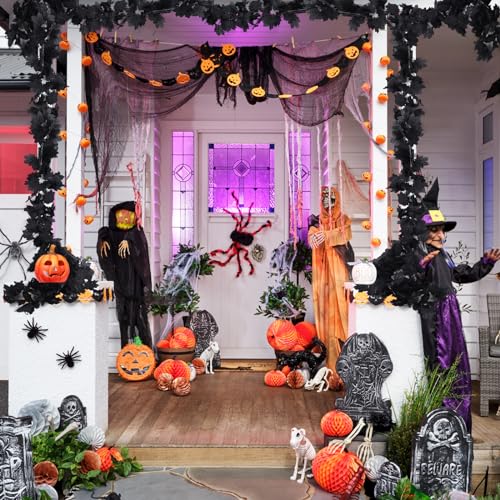 4 Pieces Black Maple Leaf Garland - Artificial Halloween Hanging Decor
