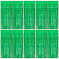 Green Tinsel Curtain Party Decorations - 10 Pack Glitter Foil Fringe Streamers