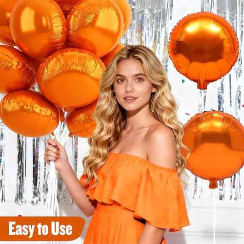Orange 20pcs 18 Inch Round Foil Balloons Set for Party Decorations