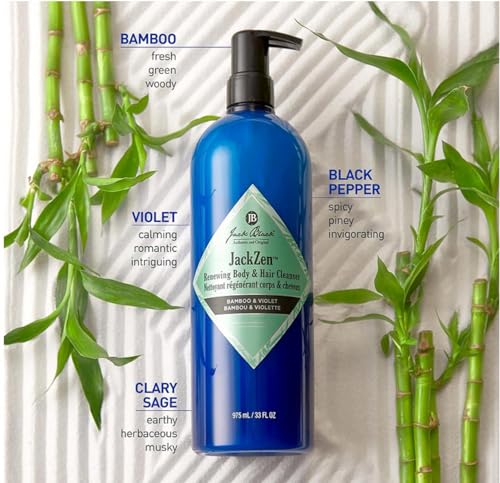 Jack Black JackZen Renewing Body & Hair Cleanser, 33 Fl Oz – Bamboo & Violet – Mens Body Wash, Mens Shampoo, Skin Care, Hair Care, Dual-Purpose Body Wash Men, Sulfate–Free