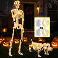 Lighted Human & Dog Skeleton Halloween Decorations Outdoor Indoor - 3FT with 2 Light Strings