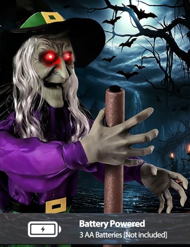 Outdoor Flying Witch Halloween Animatronics - 11.5 Ft Spooky Decor with Sound & Motion - Variation: Witch