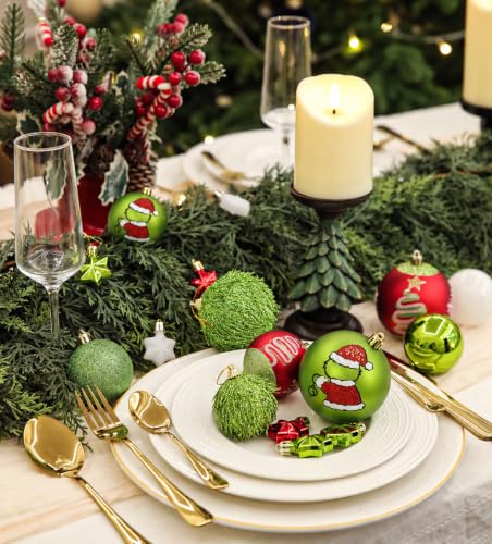 Mixed 34-Piece Christmas Ornament Set - Lime Green, Red & White Tree Decor - Variation of THIS listing