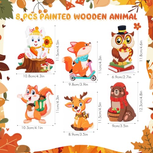 Fall Wooden Animal Decorations Set - Woodland Critters for Autumn Decor