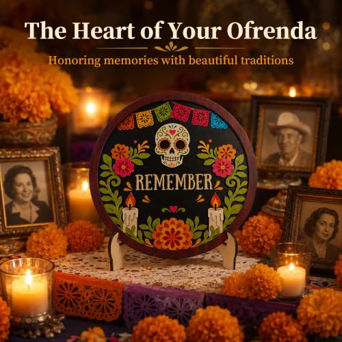 Dia de los Muertos Decorations Layered Wooden Ofrenda Centerpiece - Black