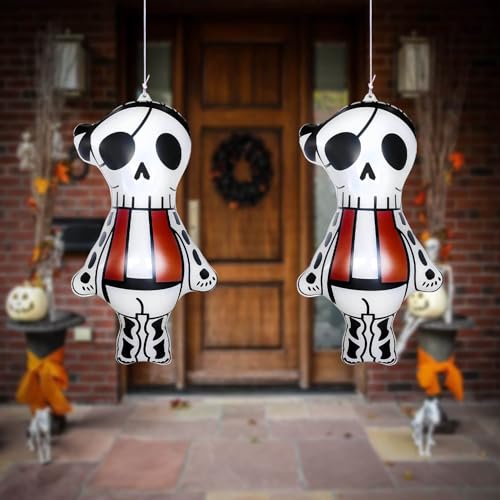 Inflatable Ghost Halloween Decoration - White Skull Variant
