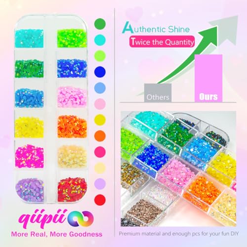 Jelly AB Rhinestones 2mm Small Resin Flatback Gems for Nails Crafts & Makeup - 24 Colors