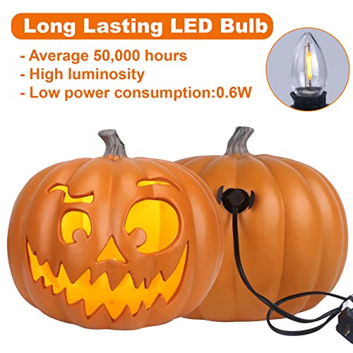 11-Inch Halloween Lighted Pumpkin Jack O Lantern with Peking Opera Face - Indoor & Outdoor Decor