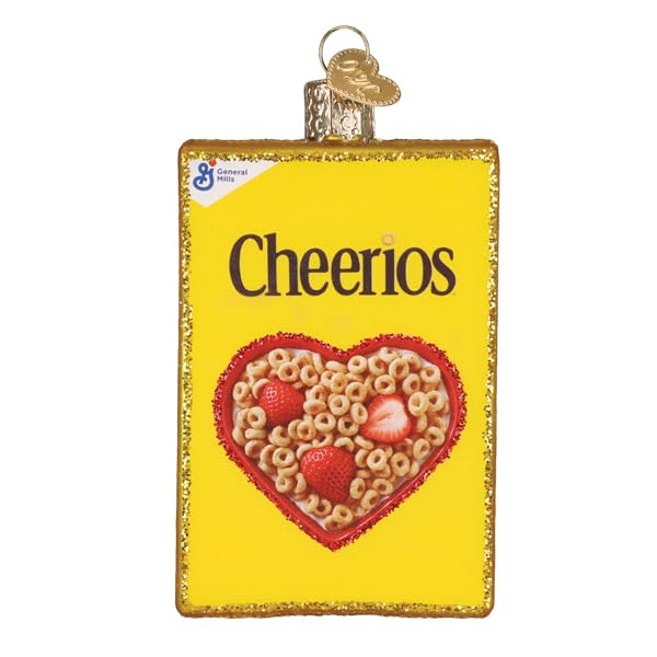 Cheerios Cereal Box Glass Ornament - Handcrafted Holiday Tree Decoration