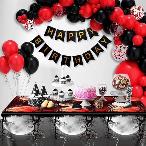 3-Pack Stranger Theme Birthday Party Tablecloths - Red & Black Waterproof Plastic, 54 x 108 Inches - Variation 3