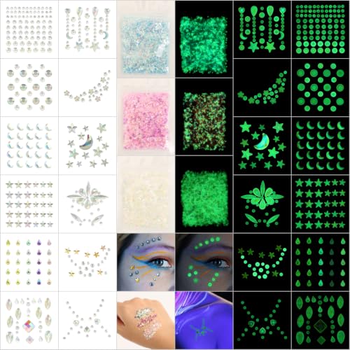 Glow Body & Face Gems with Chunky Glitter Set - Luminous Makeup Kit