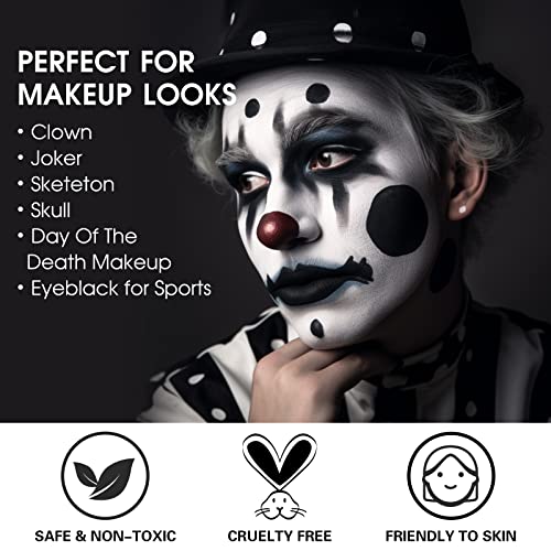 Black White Face Paint Stick Set with Setting Powder for Halloween & Cosplay - Special Effects