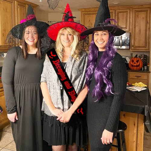 Halloween Decaying and Slaying Sash with Bat Theme Party Supplies, Black Red