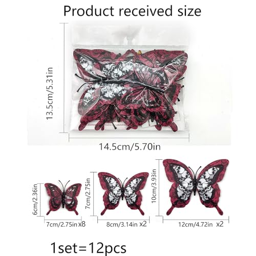 Halloween Butterfly Wall Stickers Set - 24 Removable 3D Decals in Red & Black