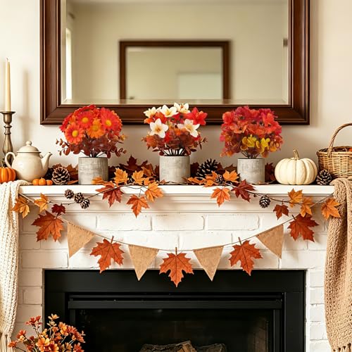 Fall Decor Set for Thanksgiving Autumn Home Fireplace - Orange Variation