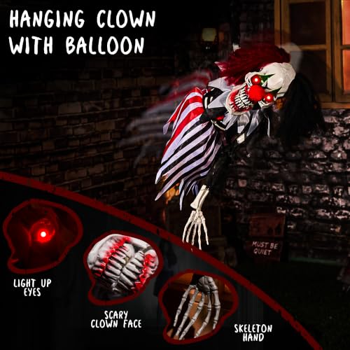 Halloween Hanging Animatronic Clown Balloon - Spooky Talking Decor with Sound & Lights