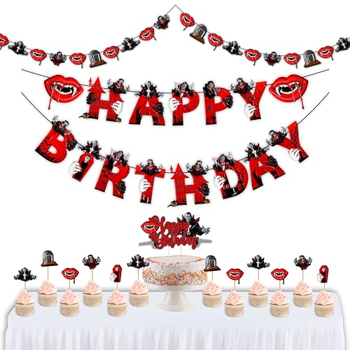 Vampre Theme Birthday Party Supplies Set - Decorations, Banners & Toppers - Variation of Vampre Theme