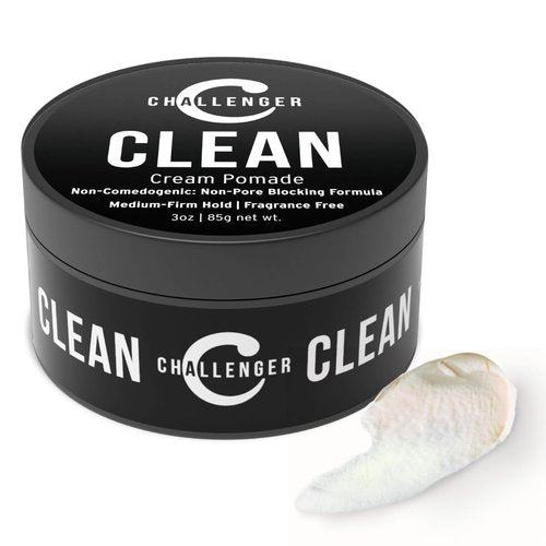 Challenger Fragrance-Free Cream Pomade - Non-Comedogenic Hair Gel for Medium Firm Hold | 3oz