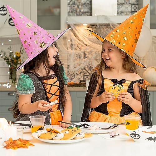 Kids Witch Hat Halloween Costume Accessory - Black & Purple, One Size