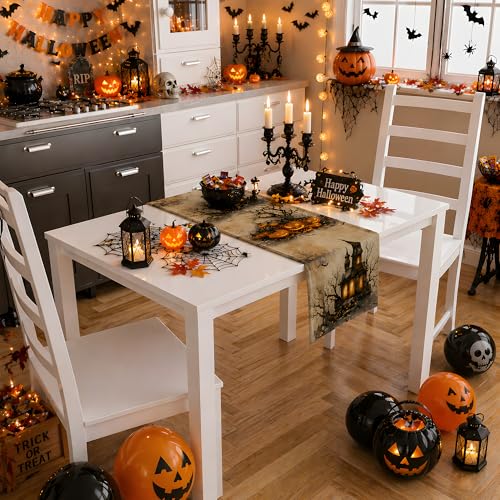 Halloween Pumpkin Table Runner - Jack O' Lantern Fall Decor, Variation of THIS listing