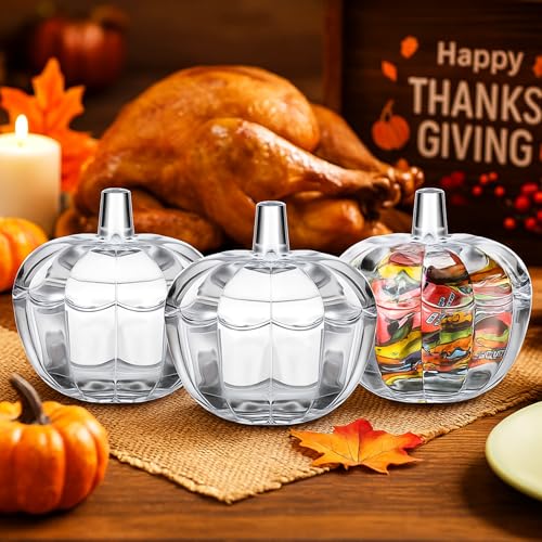 12 Pack Glass Pumpkin Candy Jars with Lids - Halloween Thanksgiving Decor