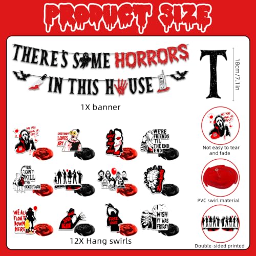 Halloween Horror Banner with Blood Dripping Letters and Spooky Silhouettes