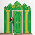 Witch Theme Green Castle Door Cover Set - Fairytale Backdrop for Halloween Party Decorations