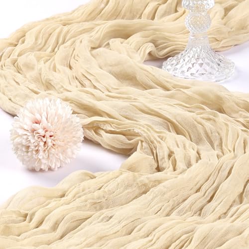 Beige Cheesecloth Table Runner 23x120 Inches - 12 Pack, Boho Rustic Decor