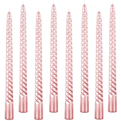 Pink Taper Candles 4 Pack - Unscented Dripless 10 Inch Tall Candles for Dinner Halloween Party