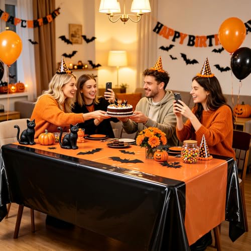 Halloween Tablecloths Black and Orange Disposable 4 Pack - Variation: Orange Black